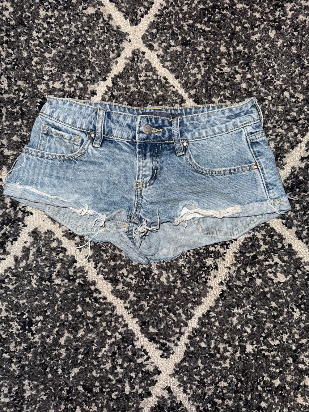 Light Blue Distressed Denim Cutoff Shorts for Women